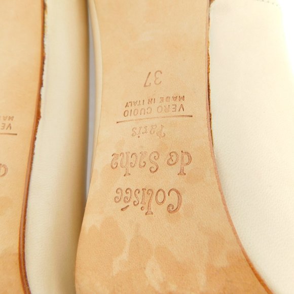 COLISEE DE SACHA Nude Beige Leather Peep Toe Heel Pumps 37 - Picture 8 of 9
